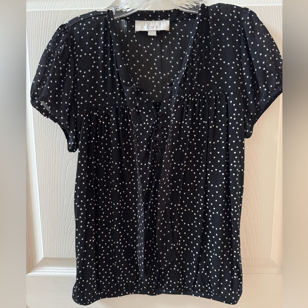 LOFT Black & White Polka Dot Women's Top